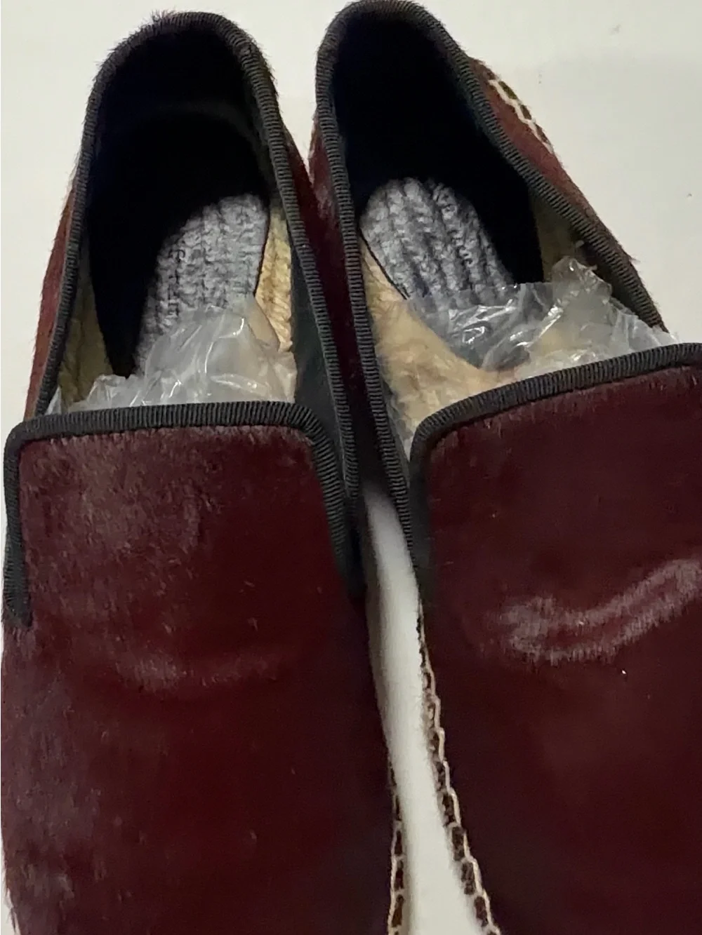Celine  Burgundy Slip-On calf pony hair Espadrilles with Jute Trim